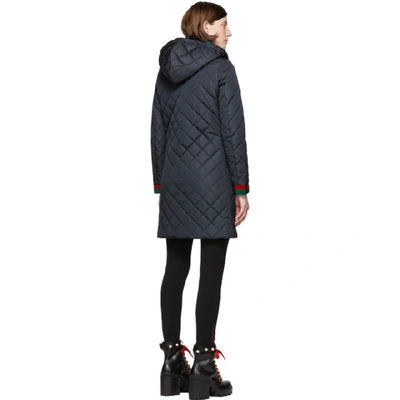 Shop Gucci Navy Quilted Jacket In 4085 Navy