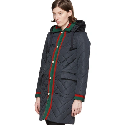 Shop Gucci Navy Quilted Jacket In 4085 Navy