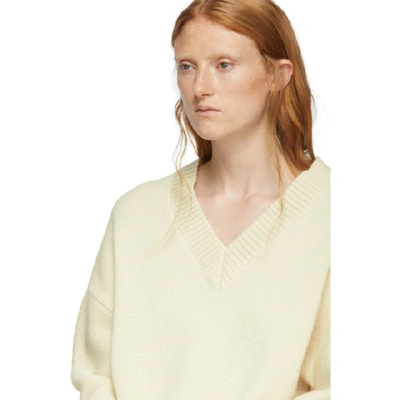 Shop Ami Alexandre Mattiussi Off-white Oversized Logo Sweater In 150 Ecru