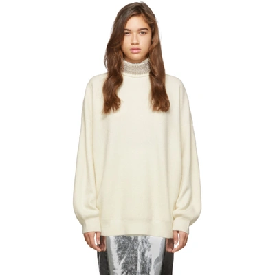 Shop Alexander Wang Off-white Crystal Turtleneck In Ivory