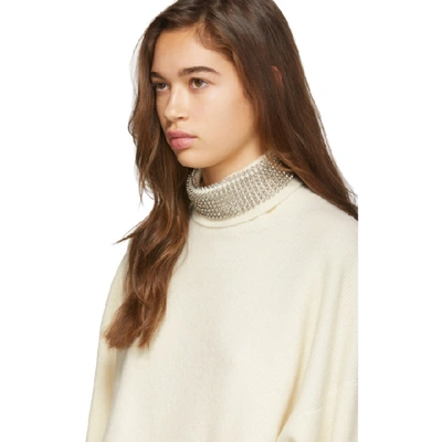 Shop Alexander Wang Off-white Crystal Turtleneck In Ivory