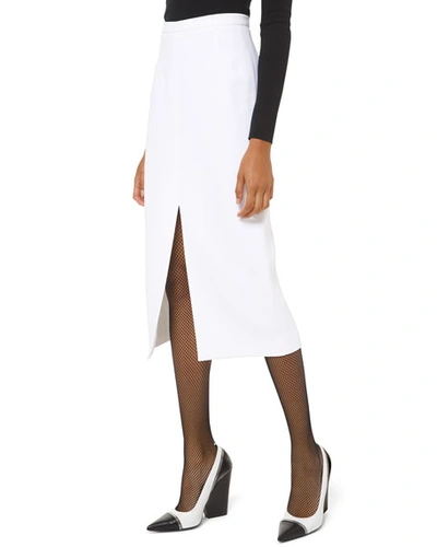 Shop Michael Kors Crepe Slit-hem Pencil Skirt In White