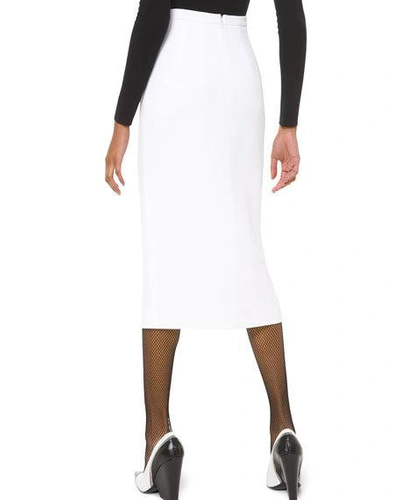 Shop Michael Kors Crepe Slit-hem Pencil Skirt In White