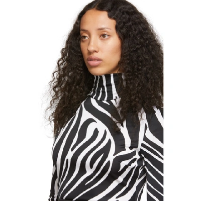 Shop Versace Black And White Zebra Bodysuit In A7008 Zebra