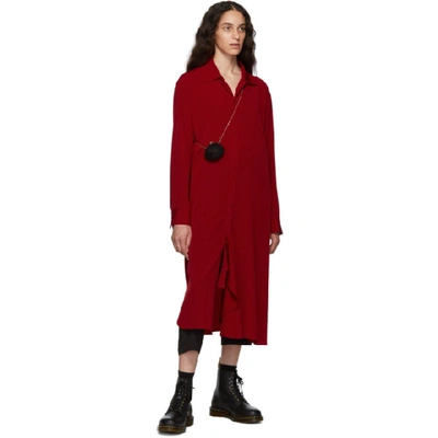 Shop Y's Ys Red Drape Shirt Dress In 1 Red