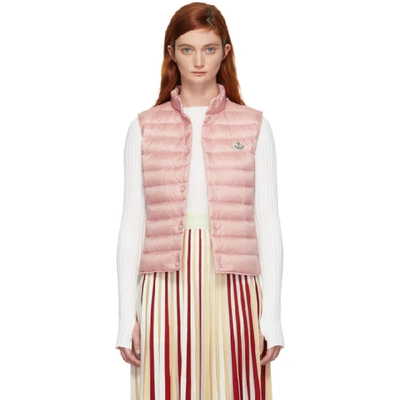 Shop Moncler Pink Down Liane Vest In 500 Pink