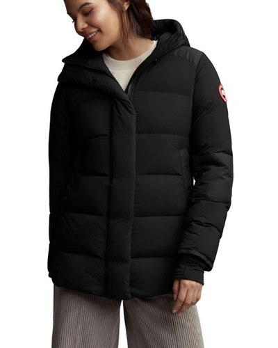 Shop Canada Goose Alliston Hooded Puffer Jacket In Black