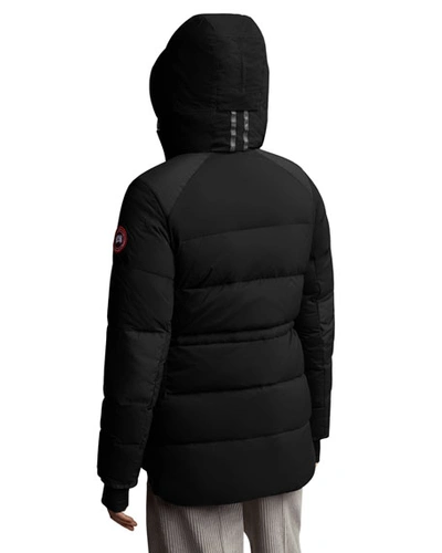 Shop Canada Goose Alliston Hooded Puffer Jacket In Black