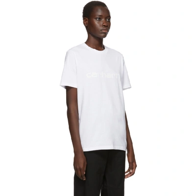 Shop Carhartt Work In Progress White Script Logo T-shirt In White/white