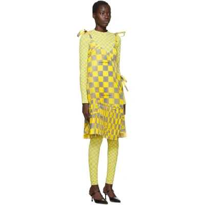 Shop Off-white Yellow And Grey Checked Bubble Dress In Yellow Medi