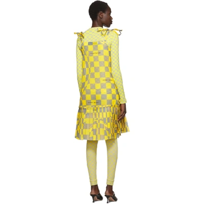 Shop Off-white Yellow And Grey Checked Bubble Dress In Yellow Medi