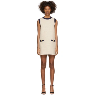 Shop Gucci Off-white Tweed Dress In 9299 Ivory