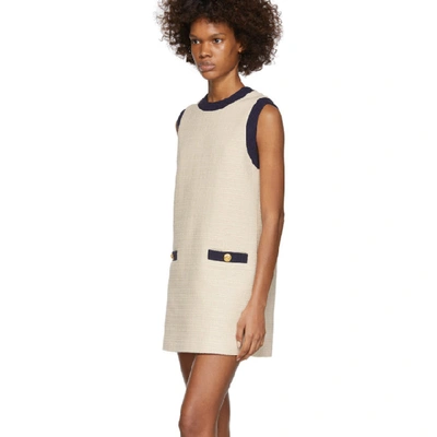 Shop Gucci Off-white Tweed Dress In 9299 Ivory