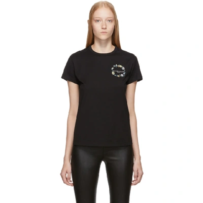 Shop Givenchy Black Floral Embroidered T-shirt In 001 Black