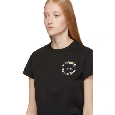 GIVENCHY 黑色花卉刺绣 T 恤