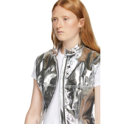 Shop Marine Serre Silver Foiled Denim Vest