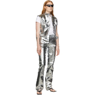 Shop Marine Serre Silver Foiled Denim Vest