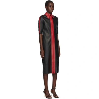Shop Kwaidan Editions Black & Red Leather Short Sleeve Dress In Black / Red