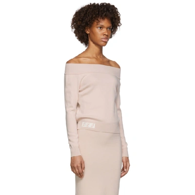 Shop Fendi Pink 'forever ' Off-the-shoulder Sweater In F14pi Pink