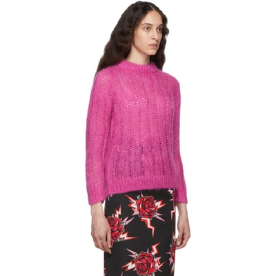 Shop Prada Pink Mohair Oversized Sweater In Fuchsia