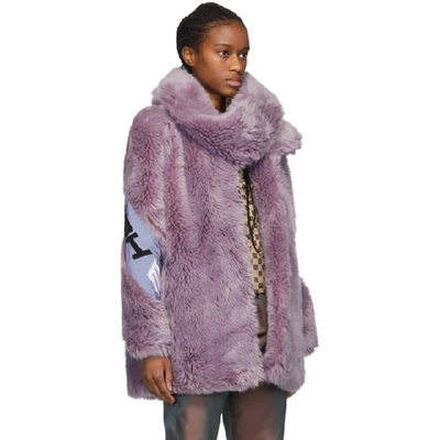 Shop Misbhv Purple Faux-fur Europa Coat In Lilac