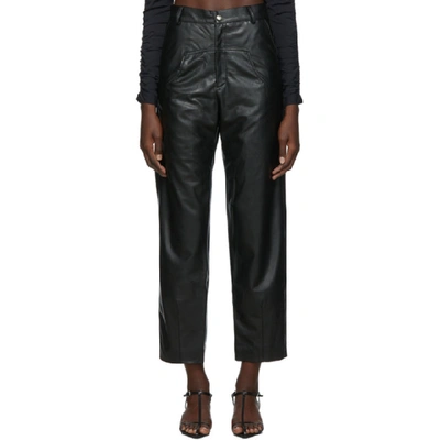 Shop Markoo Ssense Exclusive Black Vegan Leather The Dropped Pocket Trousers