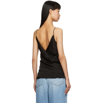 Shop Balmain Black Silk Cross Front Tank Top In 0pa Black