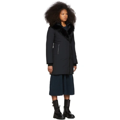 Shop Mackage Ssense Exclusive Black Down Kay-p Touch Coat In Black Available Exclusively At Ssense. Trim: 100% Fox Fur. Fill: 90% Duck Down, 10% Feather.