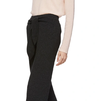 Shop Nanushka Grey Knit Belt Lounge Pants In Charcoal
