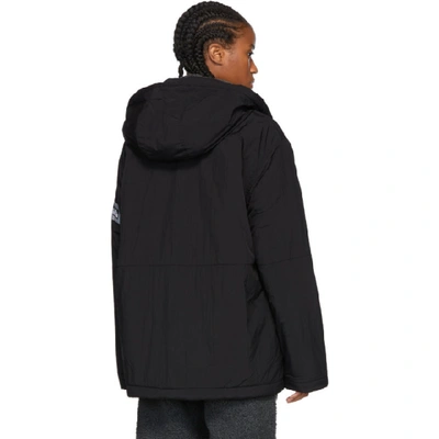 Shop Aries Reversible Black Plain Fleece Parka Jacket In Grey