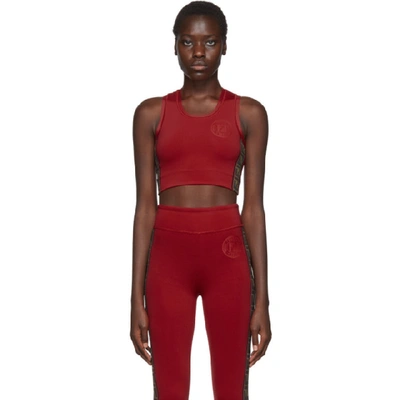 Shop Fendi Red Ff Roma Stamp Sports Bra In F188l Red