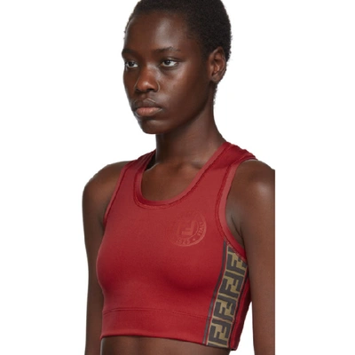 Shop Fendi Red Ff Roma Stamp Sports Bra In F188l Red