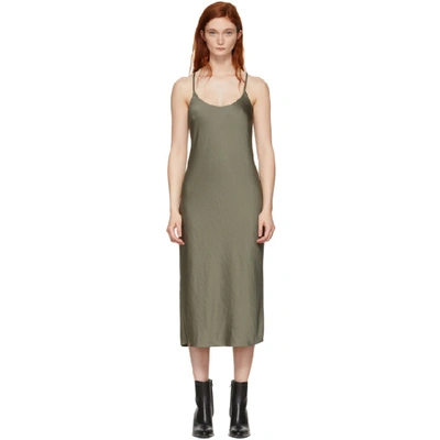 Shop Alexander Wang T Alexanderwang.t Khaki Wash And Go Light Open Back Dress In 309 Cargo