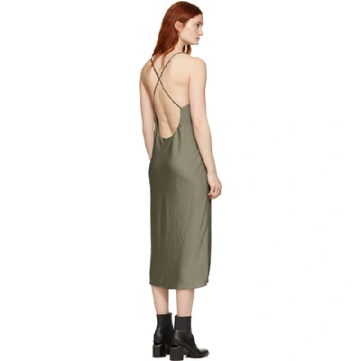 Shop Alexander Wang T Alexanderwang.t Khaki Wash And Go Light Open Back Dress In 309 Cargo