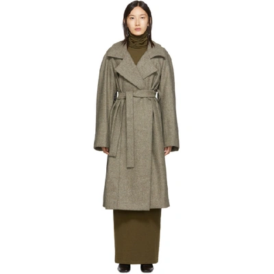 Shop Lemaire Beige Asymmetric Coat In 147 Nat Sla