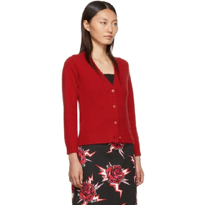 Shop Prada Red Knit Logo Cardigan