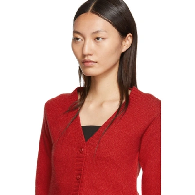 Shop Prada Red Knit Logo Cardigan