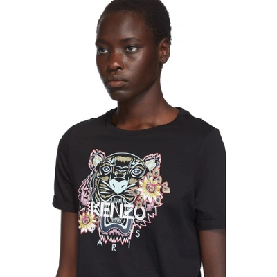 Shop Kenzo Black Flower Tiger T-shirt In 99 Black