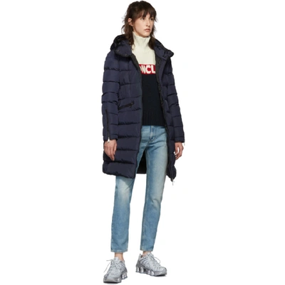 Shop Moncler Navy Down Betulong Hooded Coat In 778 Navy