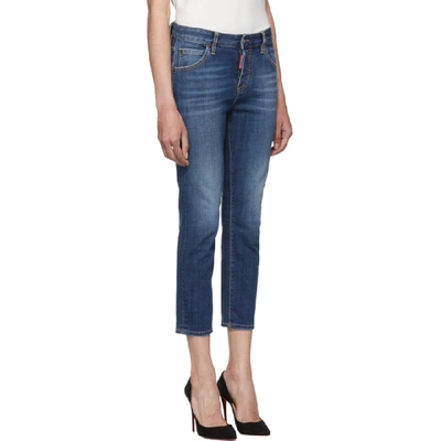 Shop Dsquared2 Blue Cool Girl Cropped Jeans In 470 Blue
