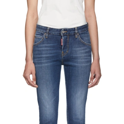 Shop Dsquared2 Blue Cool Girl Cropped Jeans In 470 Blue