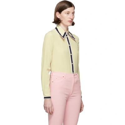 Shop Gucci Off-white Silk Crepe Shirt In 9292 Ivory