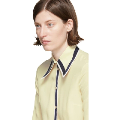 Shop Gucci Off-white Silk Crepe Shirt In 9292 Ivory