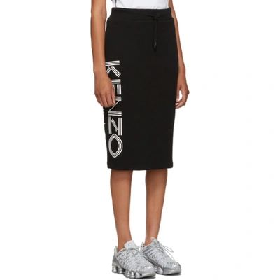Shop Kenzo Black Logo Sport Jog Midi Skirt In 99 Black