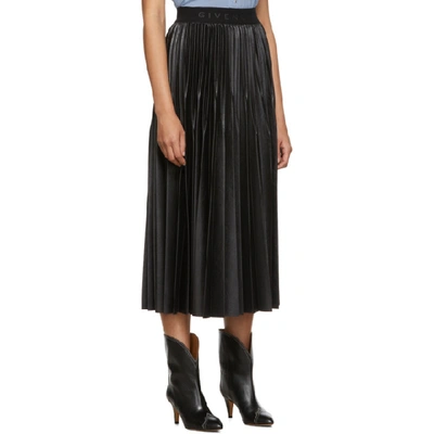 Shop Givenchy Black Pleated Logo Skirt In 001 Black