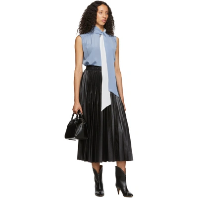 Shop Givenchy Black Pleated Logo Skirt In 001 Black