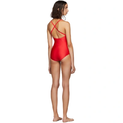 Shop Gucci Red Sparkling One-piece Swimsuit In 6287 Red