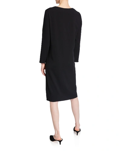 Shop The Row Larina Long-sleeve Shift Dress In Black