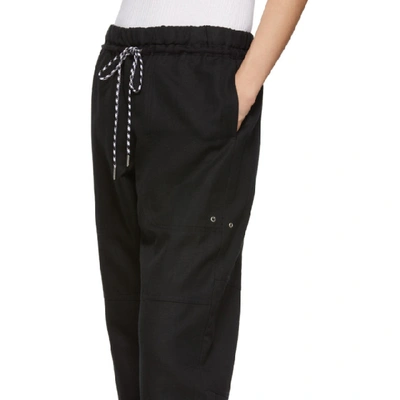 Shop Proenza Schouler Black Washed Linen Drawstring Lounge Pants In 00200 Black