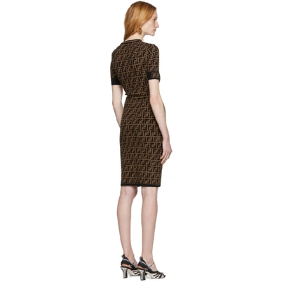 Shop Fendi Black And Brown Forever  Dress In F118w Black